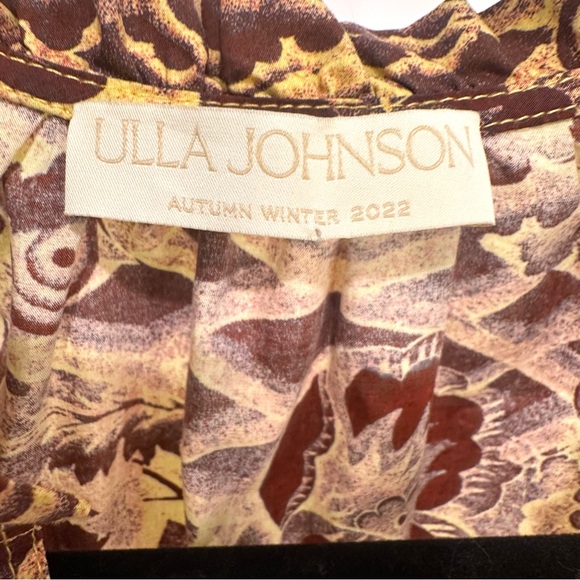 Ulla Johnson ruffled brown and yellow floral dress sash tie waist 4 EUC - Picture 5 of 6